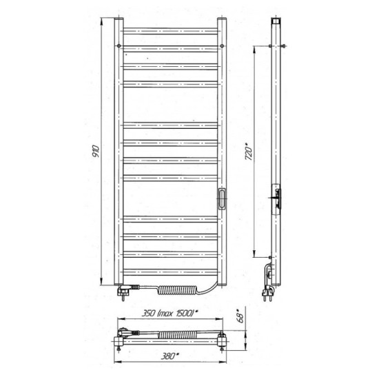 Рушникосушарка Laris Альфа ЧФЧ12 350х900 Е правий (73207653)