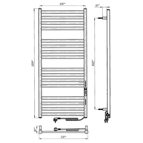 Полотенцесушитель Laris Майнц ЧФ 16 500х1200 правый Wi-Fi Черный (73207884)
