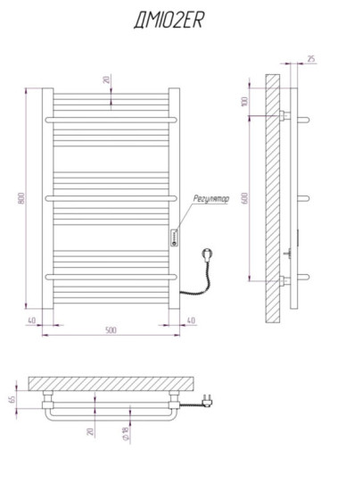 Полотенцесушитель Kosser Мира 800х500/15 ER тайм. черный