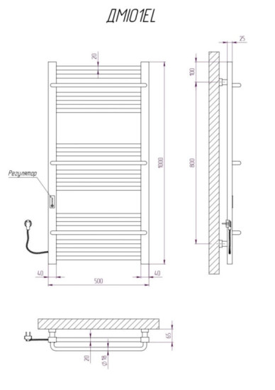 Рушникосушарка Kosser Міра 1000х500/18 EL тайм. чорний
