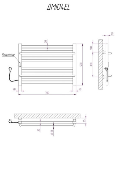 Полотенцесушитель Kosser Мира 500х700/10 EL тайм. черный