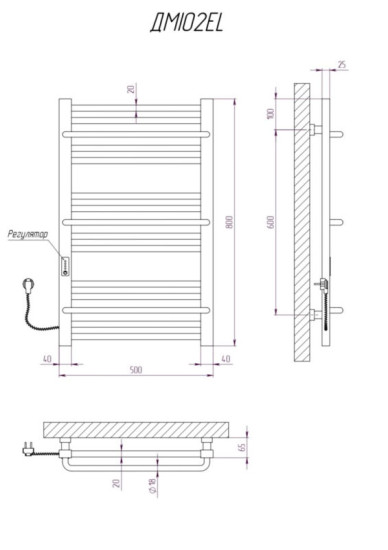Полотенцесушитель Kosser Мира 800х500/15 EL тайм. белый