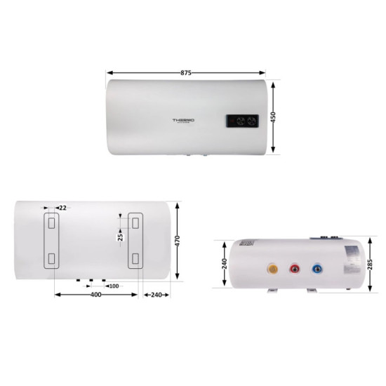 Водонагреватель Thermo Alliance 50 л плоский горизонтальный, мокрый ТЭН 2 кВт (0,8+1,2) DT50H20G(PD)