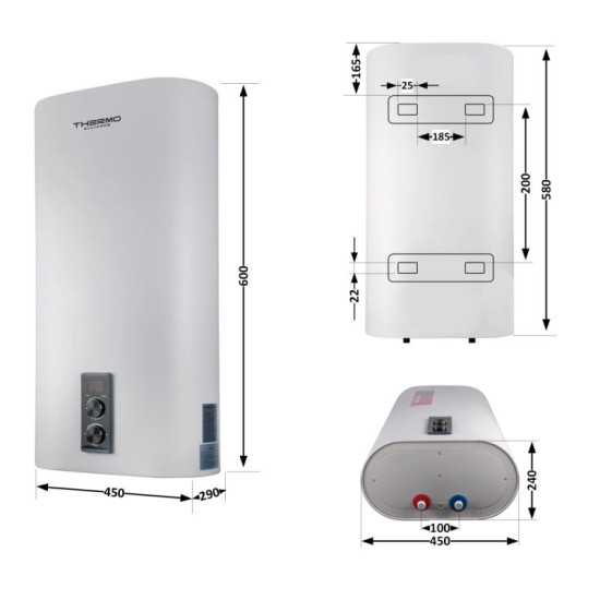 Водонагрівач Thermo Alliance 30 л плоский вертикальний сухий ТЕН 2 кВт (0,8+1,2) DT30V20G(PD)-D/2