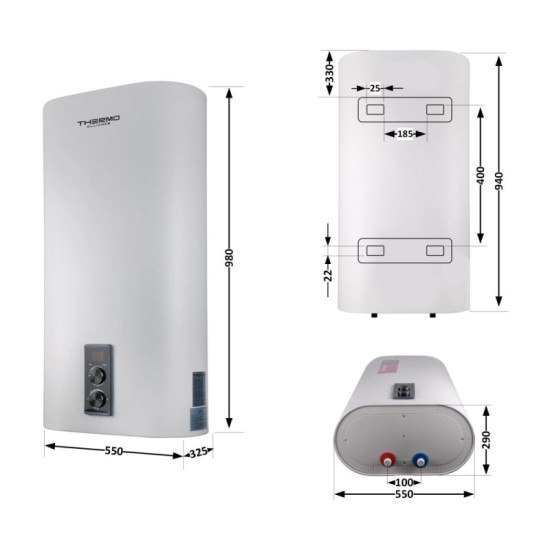 Водонагрівач Thermo Alliance 80 л плоский вертикальний, мокрий ТЕН 2 кВт (0,8+1,2) DT80V20G(PD)/2