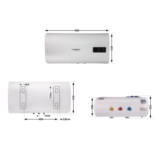 Водонагрівач Thermo Alliance 80 л плоский горизонтальний, мокрий ТЕН 2 кВт (0,8+1,2) DT80H20G(PD)