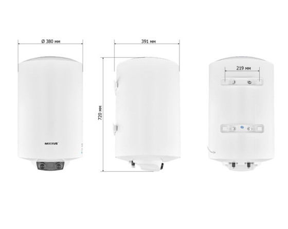 Водонагрівач "Циліндр" MIXXUS EWH-08050 ROUND DRY 50 л, сухий тен 2 kW (WH0608)