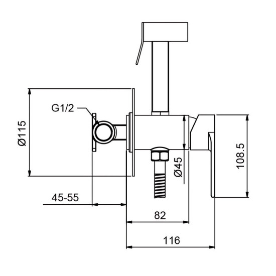 Гигиенический душ со смесителем Koer KI-22015-02 (Цвет нерж) (KR5544)