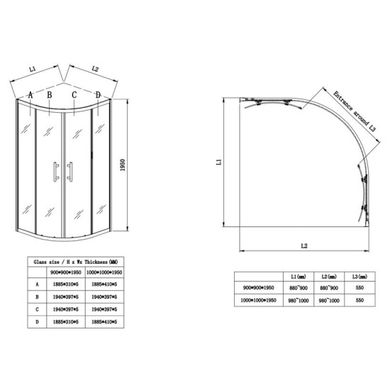 Душевая кабина Koer SR SC04-90x90x195-TR-02 прозрачное стекло Easy Clean 5мм SS Color (KR5682)