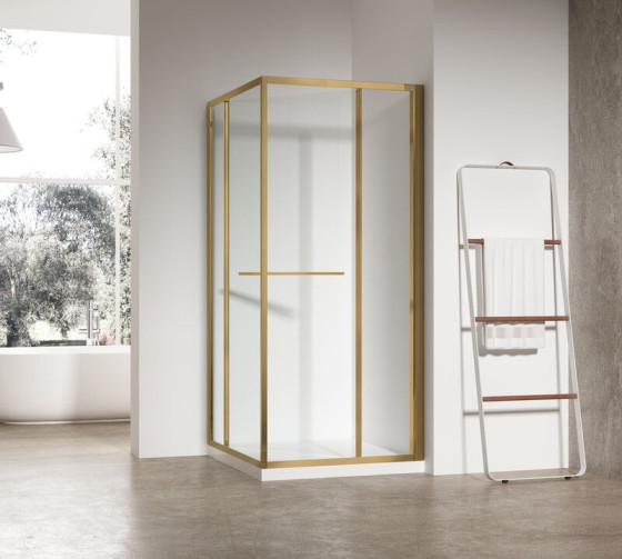 Душова кабіна Koer SR SC09-90x90x200-L-TR-12 прозоре скло Easy Clean 6мм Матове золото (KR5684)