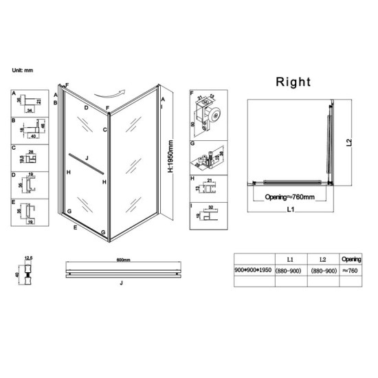 Душова кабіна Koer SR SC09-90x90x200-R-TR-01 прозоре скло Easy Clean 6мм Хром (KR5770)