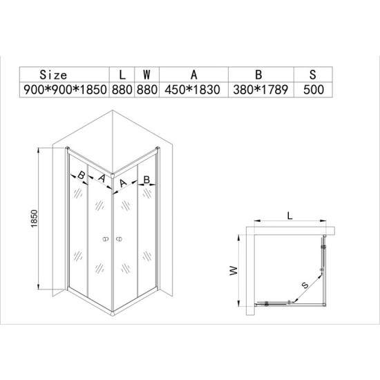 Душова кабіна Mixxus CUBIC SC01-90x90x185-TR CHROME прозоре скло 4мм NEW (MI8366)