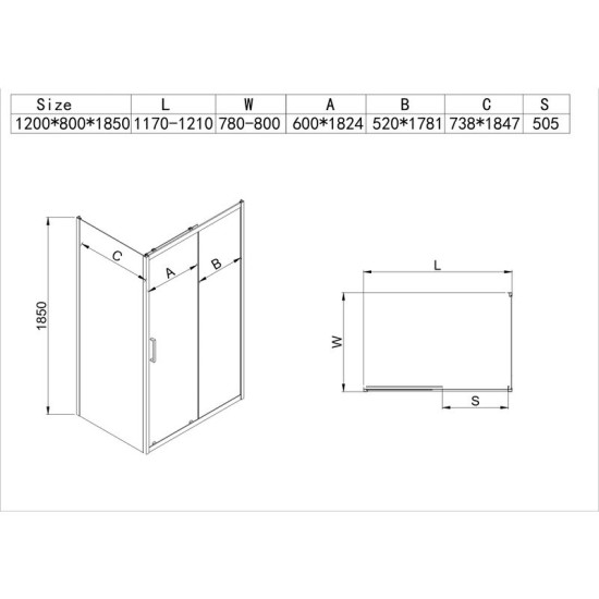 Душова кабіна Mixxus HARD SC01-120x80x185-TR CHROME прозоре скло 5мм NEW (MI8369)