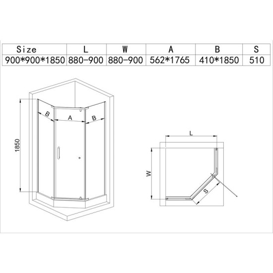 Душова кабіна Mixxus LINES SCT01-90x90x198-TR CHROME прозоре скло 6мм NEW (2 ящ) (MI8370)