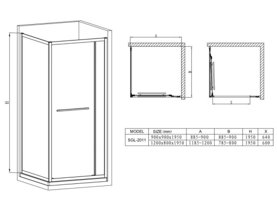 Душова кабіна Mixxus Premium Quadro SC01-90x90x195-TR Chrome прозоре скло 6мм (MI8290)
