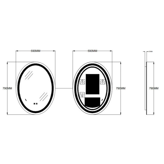 Дзеркало Zerix Fusion MV01-60x80-REVERSE з LED Touch, Anti-fog, димером, регулятором яскравості (ZX6068)