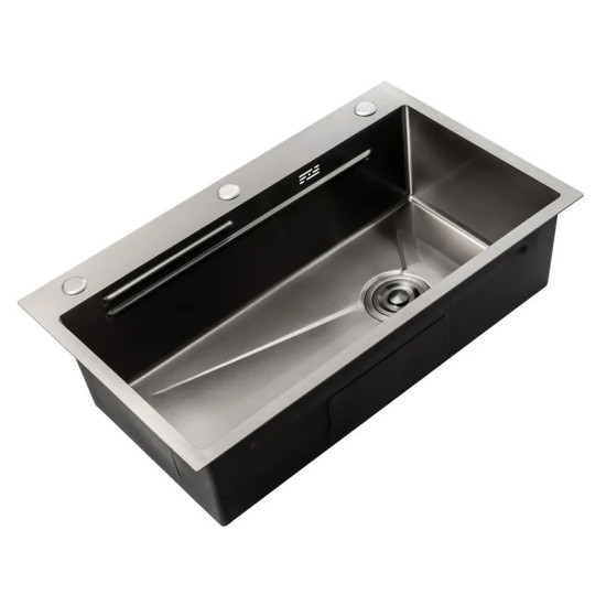 Кухонна мийка Zerix ZH6845-SET-05 Decor Nano-Black (3.0/0.8) (графіт) (ZM5588)