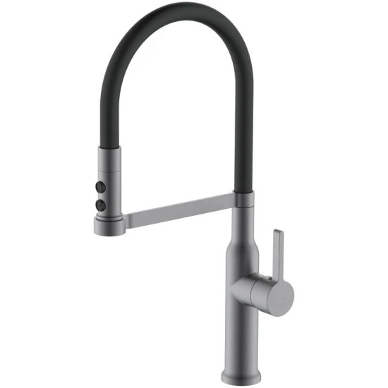 Кухонний змішувач Mixxus Premium PULL 017 GRAPHITE REFL.BLACK (Колір графіт+силік.вилив чорний) (MI8278)