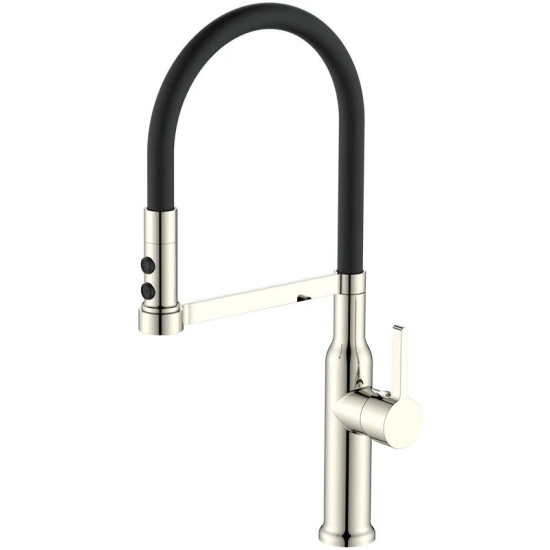 Кухонний змішувач Mixxus Premium PULL 017 SS COLOR REFL.BLACK (Колір нерж.+силік.вилив чорний) (MI8279)