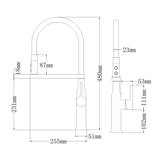 Кухонний змішувач Mixxus Premium PULL 017 SS COLOR REFL.BLACK (Колір нерж.+силік.вилив чорний) (MI8279)