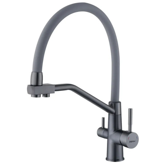 Кухонный смеситель с подключением к фильтру Zerix FUL-021 Graphite Refl.Gray (ZX6000)