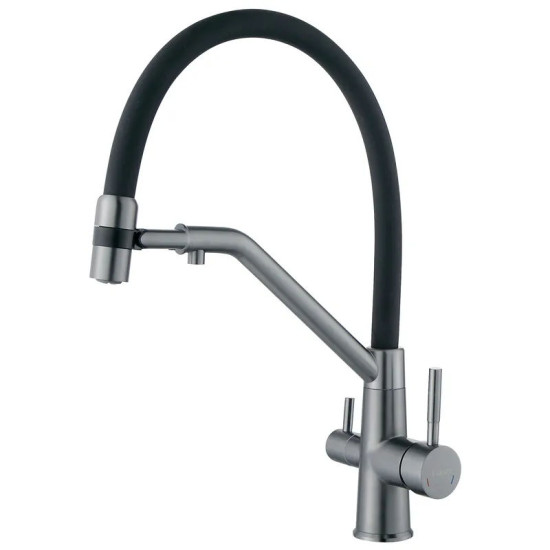 Кухонный смеситель с подключением к фильтру Zerix MAG-021 Graphite Refl.Black (ZX6005)