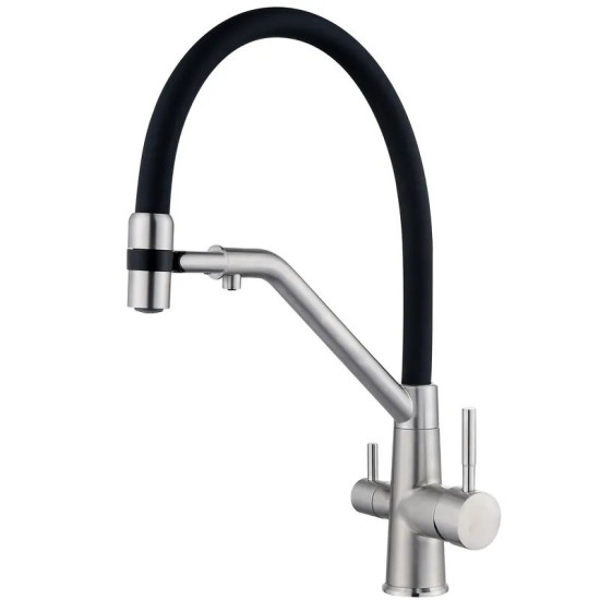 Кухонний змішувач із підключенням до фільтра Zerix MAG-021 Refl.Black (зл.чорний) (ZX6003)