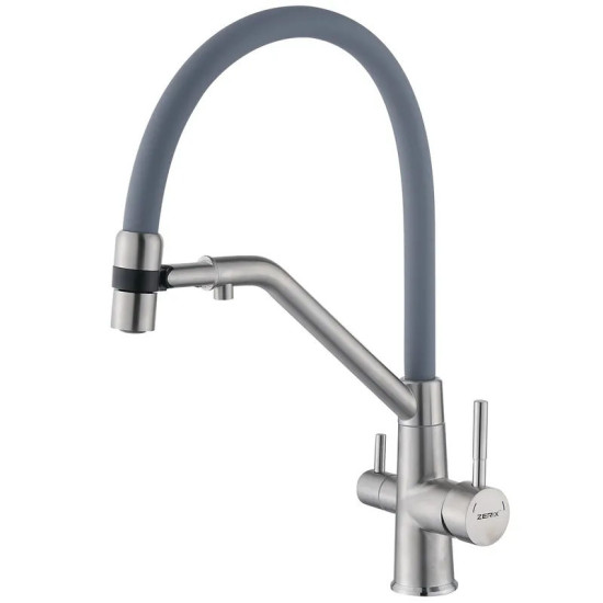 Змішувач кухонний з підключенням до фільтра Zerix MAG-021 Refl.Gray (зл.сірий) (ZX6004)