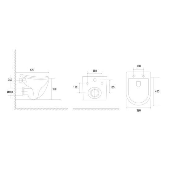 Унітаз підвісний Koer TT-0101-T3 520x360x360mm система змиву TORNADO 3.0 (KR5615)