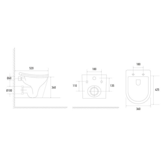 Унитаз подвесной Koer TT-0102-T3 520x360x360mm система смыва TORNADO 3.0 (KR5616)