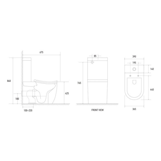 Унітаз-компакт Koer TT-0201-T3 675x390x860mm система змиву TORNADO 3.0 (KR5613)