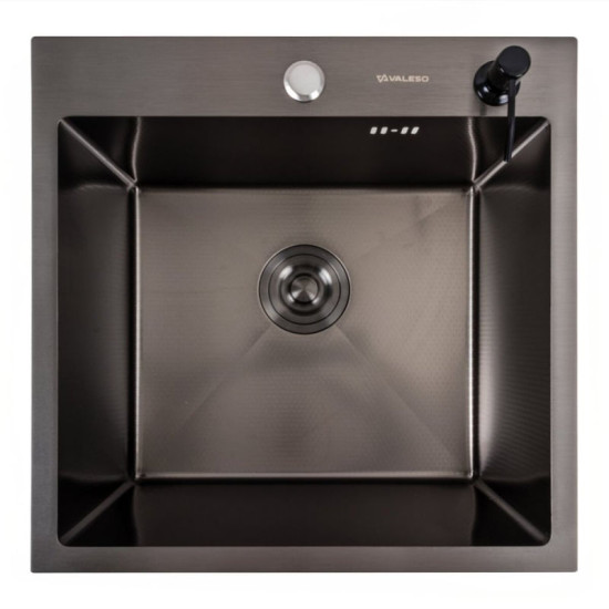 Кухонная мойка Valeso Handmade 500х500 PVD DECOR черная + Valeso BG76