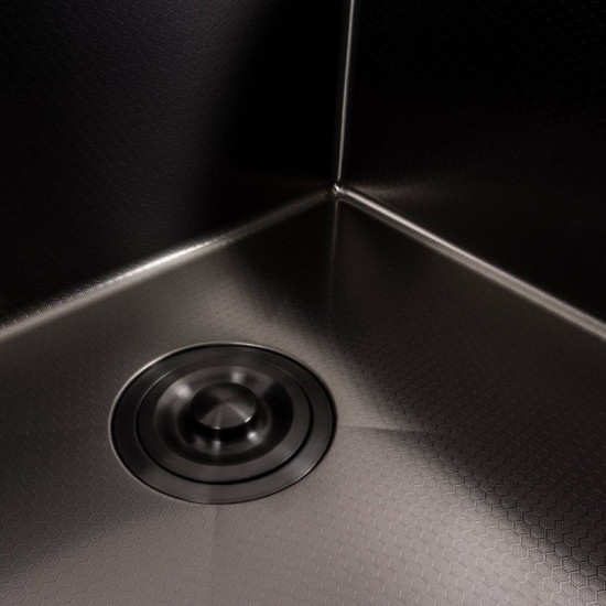 Кухонная мойка Valeso Handmade 500х500 PVD DECOR черная + Valeso BG76