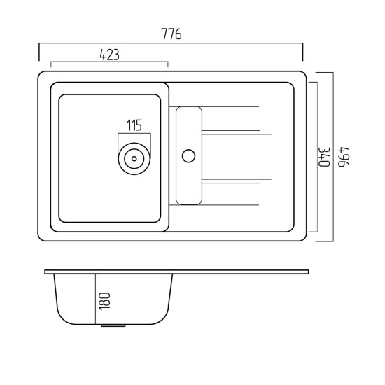 Кухонная мойка Valeso 7850 TROYA матовая Серый