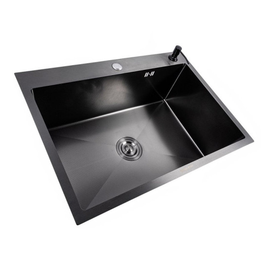 Кухонная мойка Valeso Handmade 70*50 PVD черная DECOR (3.0/0.8)