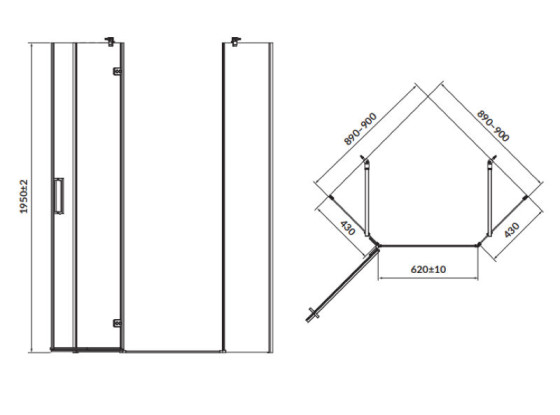 Душевая кабина Cersanit JOTA 90х90х195 L черный S160-016