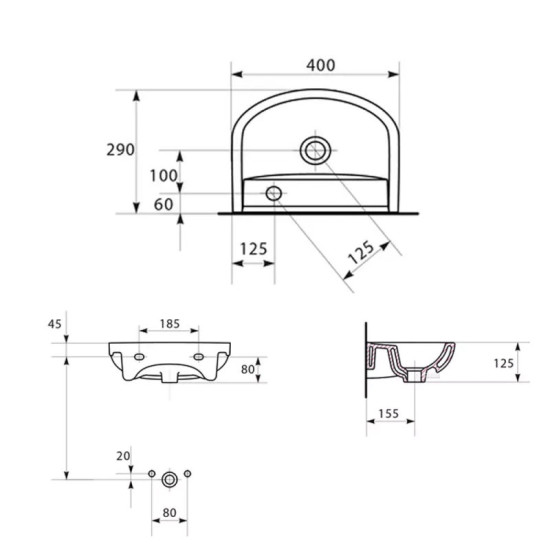 Раковина Cersanit ARTECO SYMETR 40 RIGHT K667-107