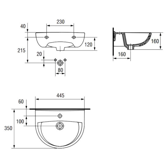 Раковина Cersanit PRESIDENT 45 K08-263