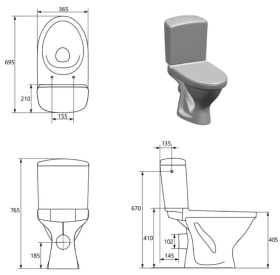 Унитаз-компакт Cersanit EKO II SIMPLEON 020 K44-130