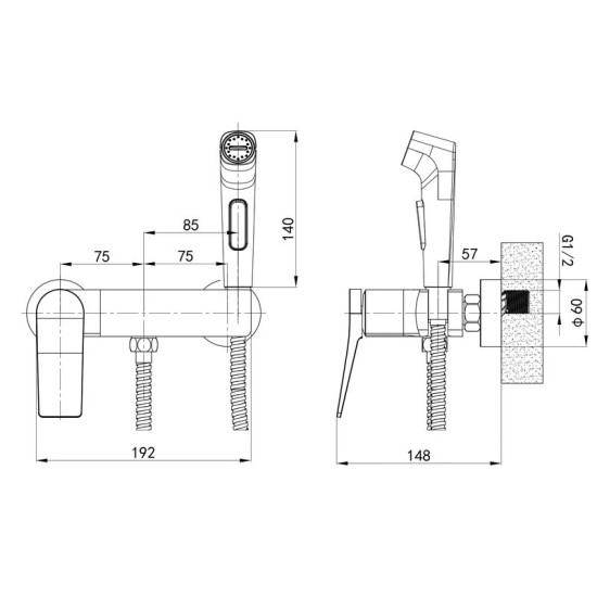 Гигиенический душ со смесителем Mixxus Premium Degas 024 (с лейкой) (MI8249)