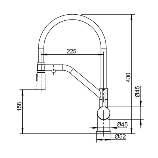 Кухонний змішувач із підключенням до фільтра Koer KI-72035-02 (Колір нерж+сил.вилив чорний) (KR5815)