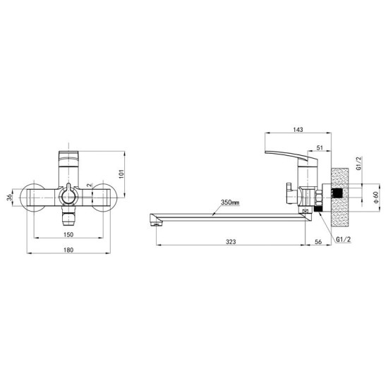 Змішувач для ванни Mixxus Premium Lazar 006 (EURO) (MI8270)