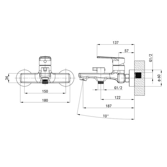 Смеситель для ванны Mixxus Premium Matis 009 (EURO) (MI8263)