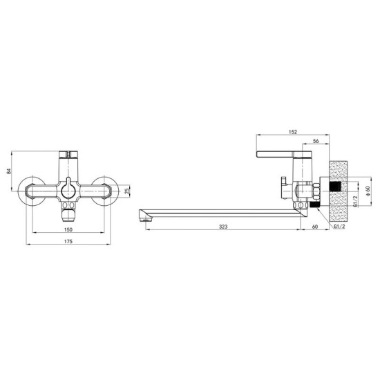 Смеситель для ванны Mixxus Premium Verdi 006 (EURO) (MI8242)