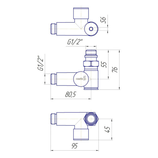 Кран угловой под Тэн Mario графит (4.028.044881.GR)