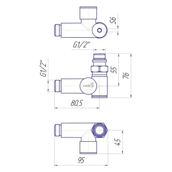 Кран угловой под Тэн Mario черный мат (4.0.0501.56.BP)