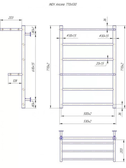Рушникосушарка Mario INOX Анкона 770х530/500 (1.8.044544.P)