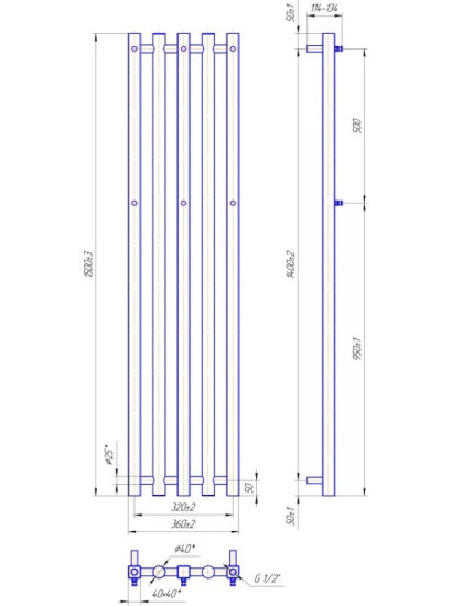 Рушникосушарка Mario INOX Бітуб 1490х360/320 (1.7.044545.P)