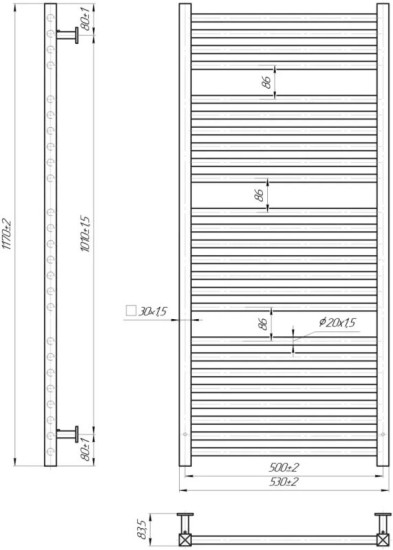 Рушникосушарка Mario INOX Гера 1170х530/500 чорний мат (1.4.048756.BM)
