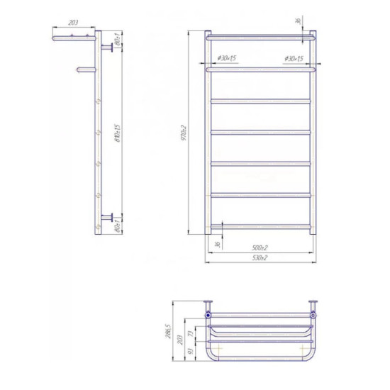 Рушникосушарка Mario INOX Класік 570х530/500 чорний мат (1.4.048768.BM)